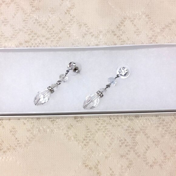 NEW Handcrafted Clear Beads Drop Earrings Women Fashion Jewelry Gifts - Picture 1 of 4